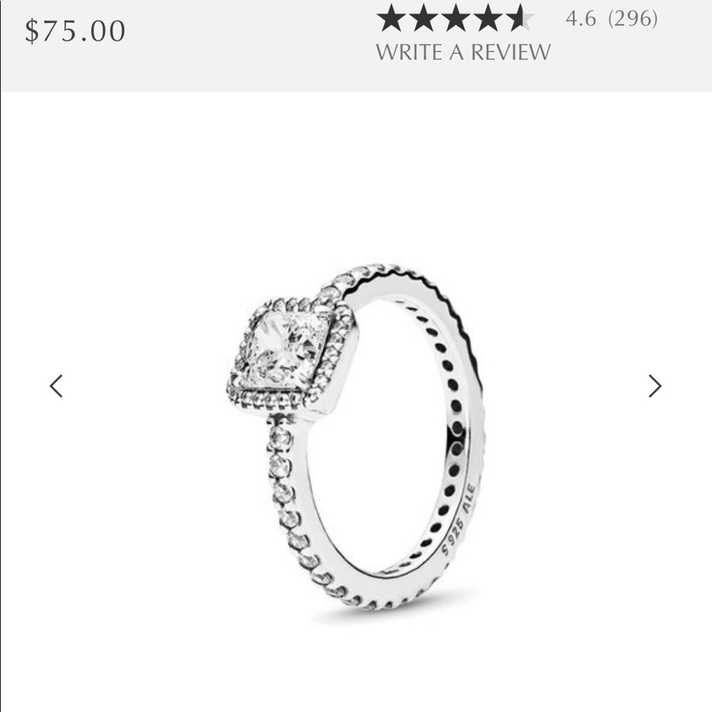 Pandora square sparkle ring